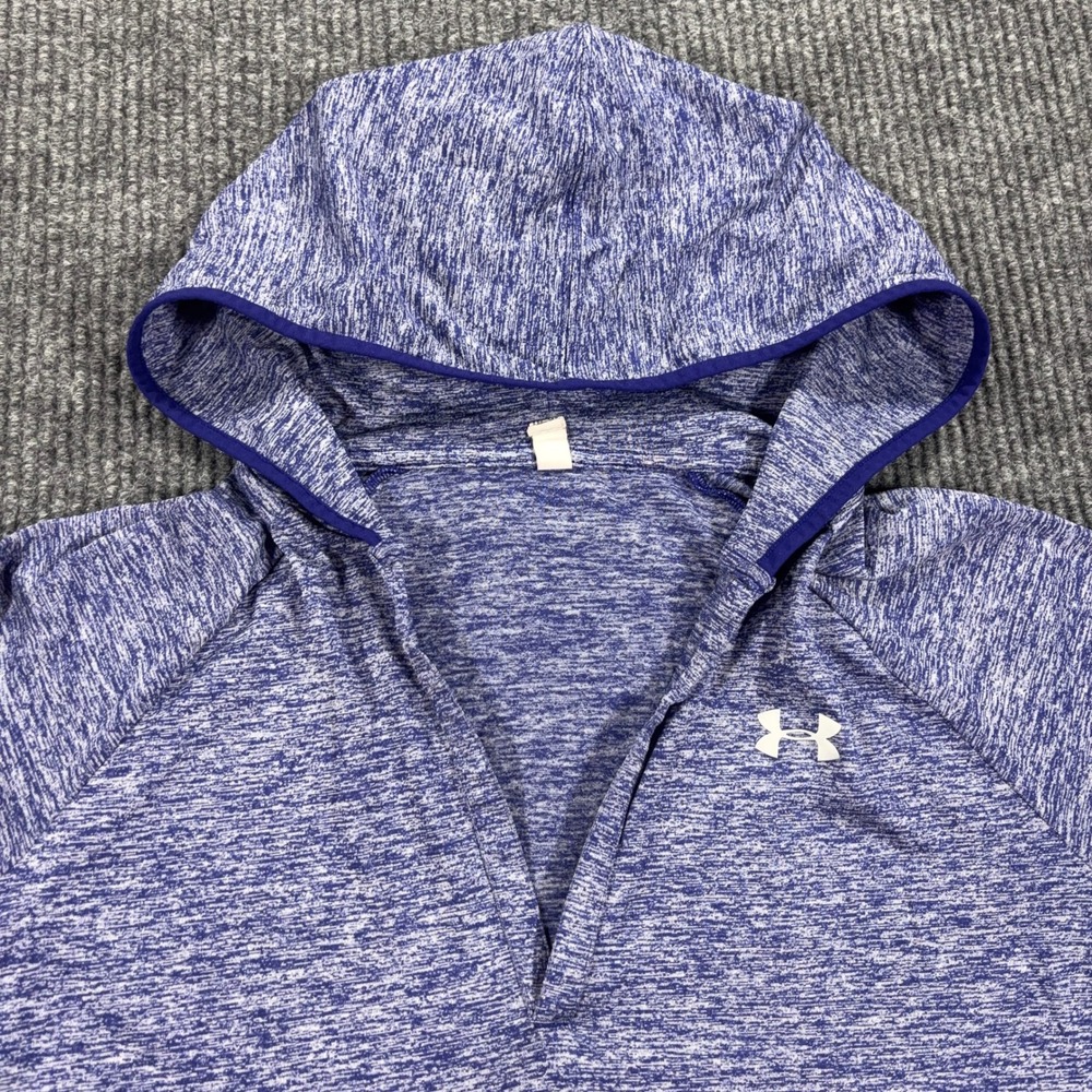 Under Armour HeatGear Hoodie Women Large‎ Blue Space Dye V-Neck Long Sleeve